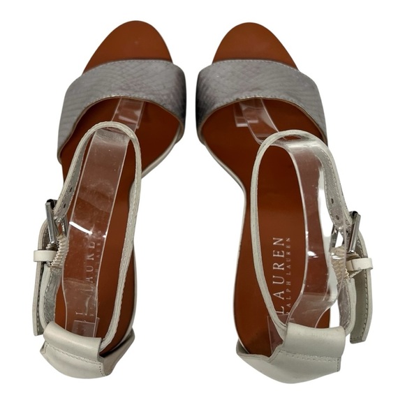 Lauren Ralph Lauren Leah Leather Snakeskin High Heel Pumps Sandals Women’s 7.5 - Picture 9 of 15